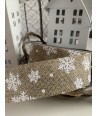 Nastro Natalizio Colore Naturale con Fiocchi di Neve Bianchi Altezza 40 mm Stim Italia srl - 1