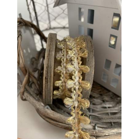 Nastro lavorato Colore Beige e Oro Altezza 15 mm