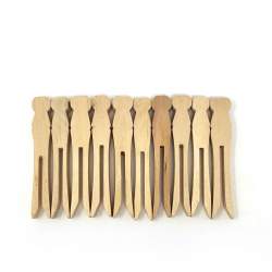 10 Mollette di Legno con Profilo e Testa Piatti per Bambole - 9.5 cm