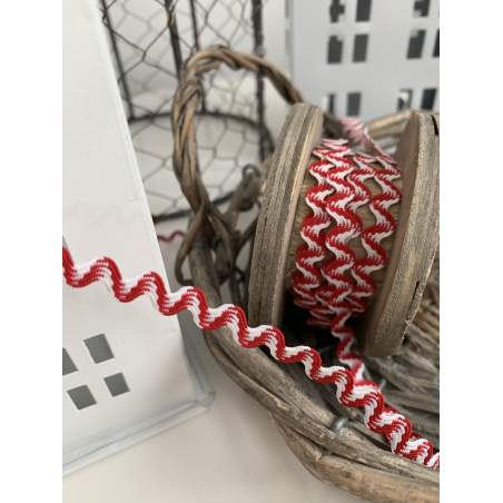 Rick Rack Colore Rosso e Bianco Altezza 8 mm
