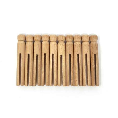 10 Mollette di Legno con Profilo Rotondo e Testa Piatta per Bambole - 9.5 cm