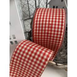 Nastro a Quadretti Colore Bianco e Rosso Altezza 55 mm