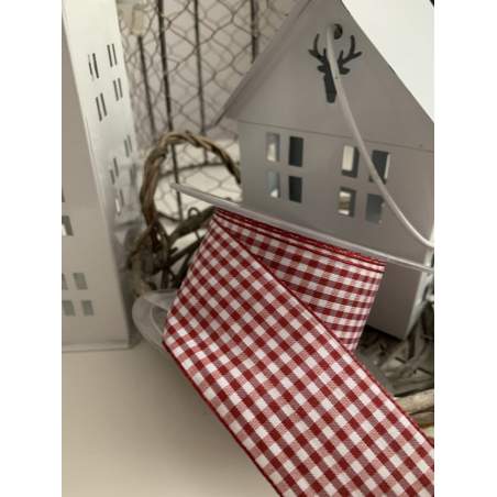 Nastro a Quadretti Colore Bianco e Rosso Altezza 38 mm