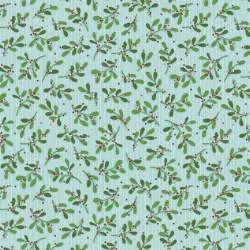 Benartex Better Not Pout Sky Mistletoe, Tessuto Azzurro Cielo con Vischio di Natale Benartex - 1