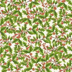 Hoffman Holiday Decadence Natural Holly & Berries, Tessuto di Natale con Pungitopo inserti in Metallo Hoffman Fabrics - 1