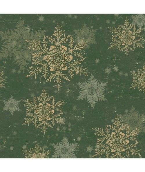 Clockworks Let Nature Sing Forest Snowflakes, Tessuto Verde Foresta con Fiocchi di Neve Clothworks - 1