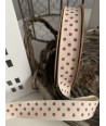 Nastro Colore Bianco con Pois Rossi Altezza 15 mm