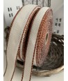 Banda da Ricamo di Lino 11 Fili Colore Bianco con Bordo Marrone Altezza 20 mm