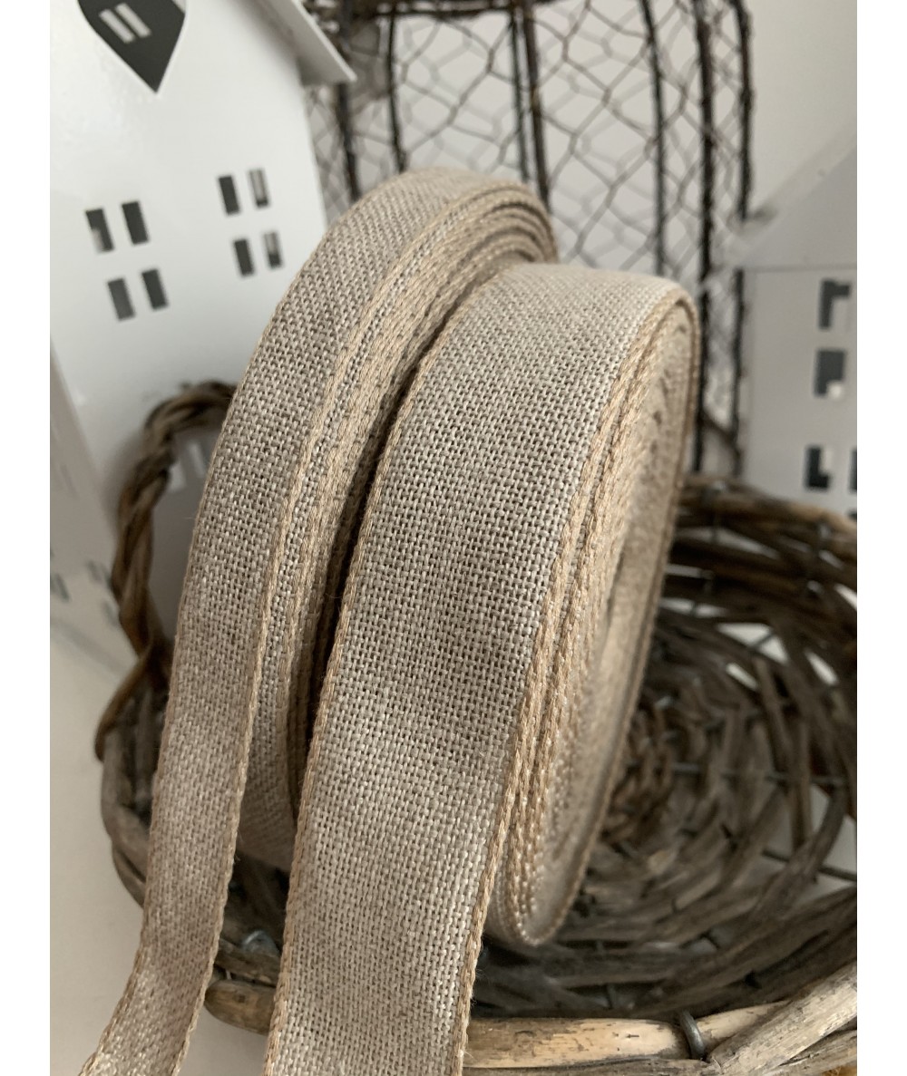 Banda da Ricamo di Lino 11 Fili Color Lino con Bordo