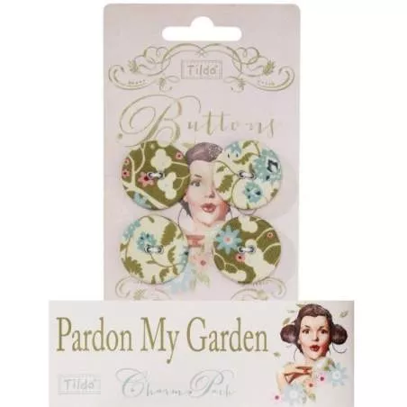 Tilda fabric buttons 25 mm, 4 pz Pardon my Gardens Tilda Fabrics - 1