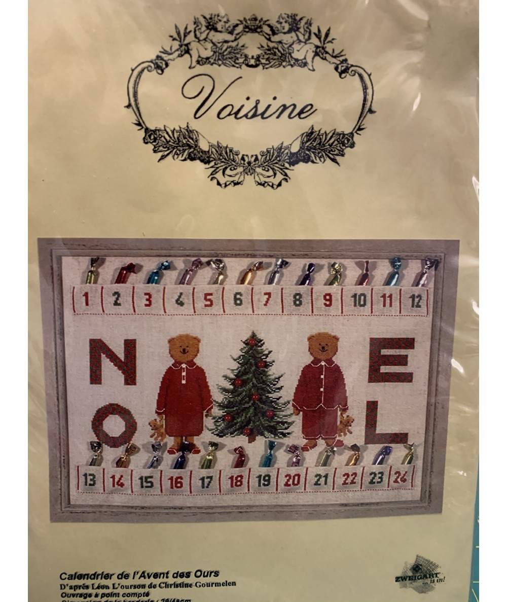 Voisine, Calendrier de l'Avent des Ours, Kit Punto Croce Voisine - 1