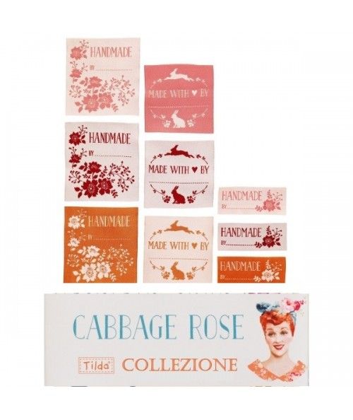 Tilda Quilt labels Cabbage Rose (etichette) 9pz