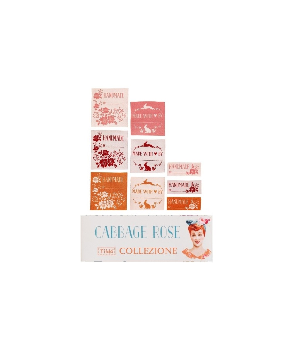 Tilda Quilt labels Cabbage Rose (etichette) 9pz Tilda Fabrics - 1 Tilda Quilt labels Cabbage Rose (etichette) 9pz Tilda Fabrics - 1
