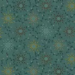 Henry Glass Prairie Vine Quilt Backing by Kim Diehl Collection, Tessuto Verde Acqua con Scintille Chiare