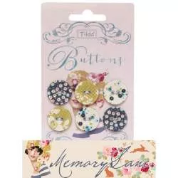 Tilda fabric buttons 20 mm, 6 pz Memory Lane Tilda Fabrics - 1