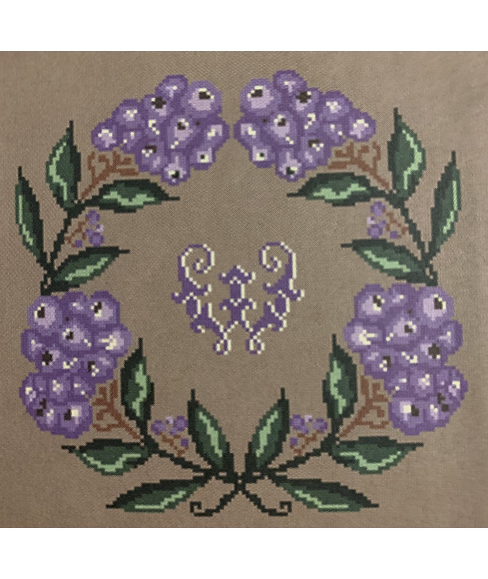 Monogramme aux Myrtilles, Kit Punto Croce Rouge du Rhin - 1