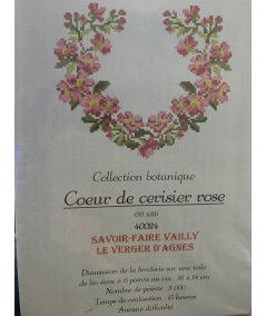 Coeur de Cerisier Rose, Kit Punto Croce Savoir- Faire Vailly Le Verger D'Agnes - 1