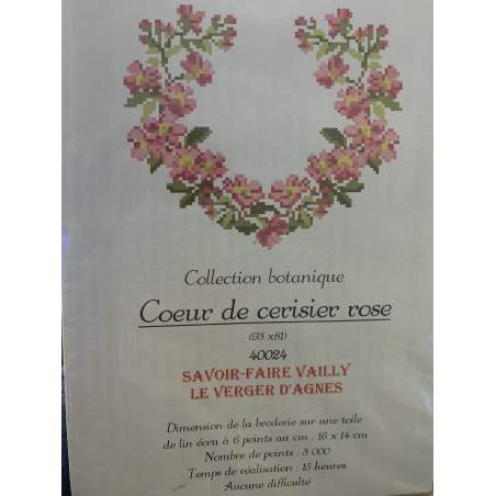 Coeur de Cerisier Rose, Kit Punto Croce Savoir- Faire Vailly Le Verger D'Agnes - 1