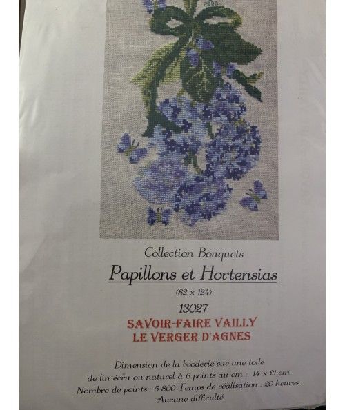 Papillons et Hortensias, Kit Punto Croce Savoir- Faire Vailly Le Verger D'Agnes - 1