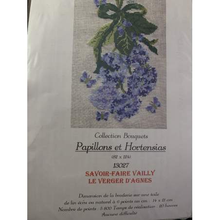 Papillons et Hortensias, Kit Punto Croce Savoir- Faire Vailly Le Verger D'Agnes - 1