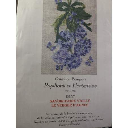 Papillons et Hortensias, Kit Punto Croce