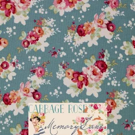 Tilda 110 Flowercloud Teal Cabbage Rose Tilda Fabrics - 1