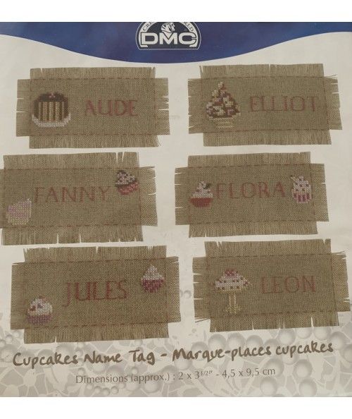 DMC Cupcakes Name Tag, Kit Punto Croce DMC - 1