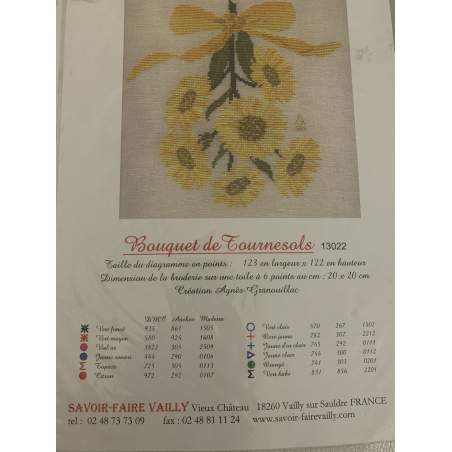 Bouquet Tournesols, Schema Punto Croce Savoir- Faire Vailly Le Verger D'Agnes - 1