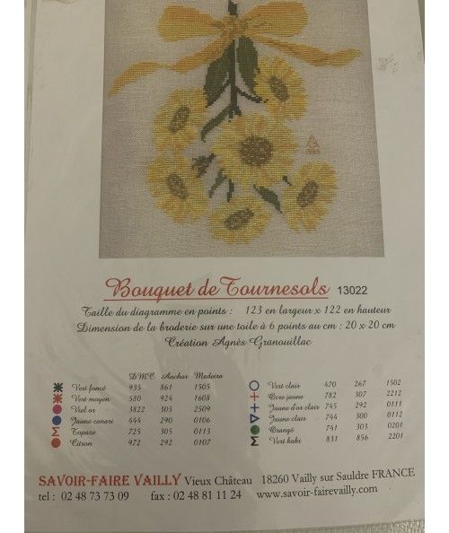 Bouquet Tournesols, Kit Punto Croce Savoir- Faire Vailly Le Verger D'Agnes - 1