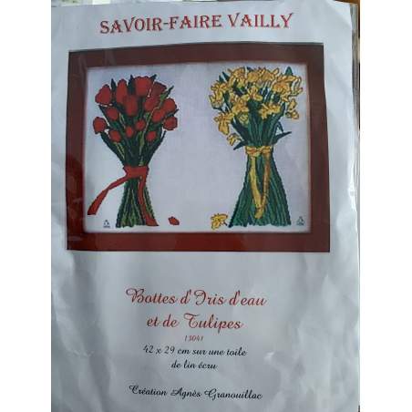 Bottes d'Iris d'Eau et de Tulipes, Kit Punto Croce Savoir- Faire Vailly Le Verger D'Agnes - 1