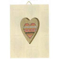 Portafoto con Cuore Ricamato, Kit Punto Croce con Cornice in Legno