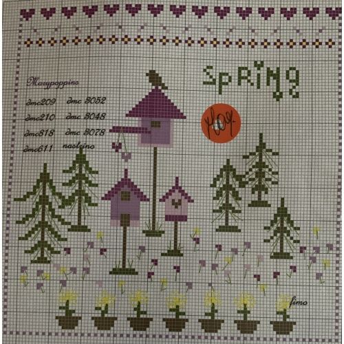 Spring, Schema Punto Croce Lilli Violette - 1