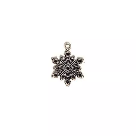 Charm Fiocco di Neve n4 a 12 Punte, in Metallo Argentato