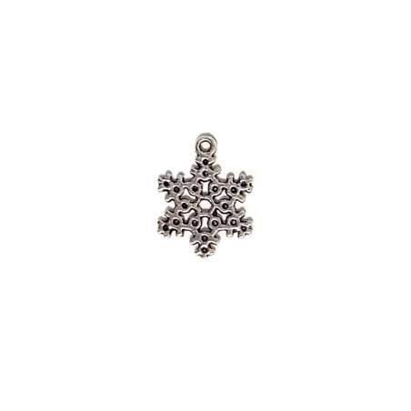Charm Fiocco di Neve n5 a 6 Punte, in Metallo Argentato