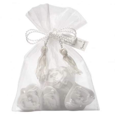 Mathilde M, Sacchetto Organza 8 Cuori Arabeschi di Gesso