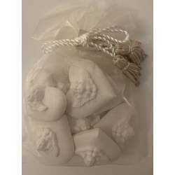 Mathilde M, Sacchetto Organza 8 Cuori e Angeli di Gesso