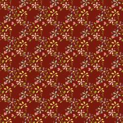 EQP Tomorrow's Heritage - Summer Meadow Cranberry Red, Tessuto Rosso Mirtillo con Prato Fiorito Ellie's Quiltplace Textiles - 1
