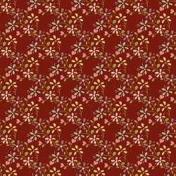 EQP Tomorrow's Heritage - Summer Meadow Cranberry Red, Tessuto Rosso Mirtillo con Prato Fiorito Ellie's Quiltplace Textiles - 1