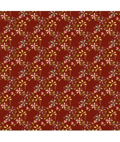 EQP Tomorrow's Heritage - Summer Meadow Cranberry Red, Tessuto Rosso Mirtillo con Prato Fiorito Ellie's Quiltplace Textiles - 1