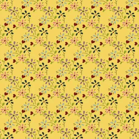 EQP Tomorrow's Heritage - Summer Meadow Daffodil, Tessuto Giallo Narciso con Prato Fiorito EQP Textiles - Ellie's Quiltplace - 1