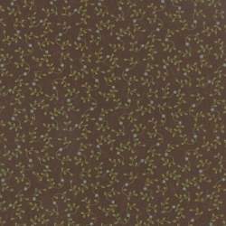 Moda Fabrics Perfectly Seasoned, Tessuto Marrone con Fiori Azzurri