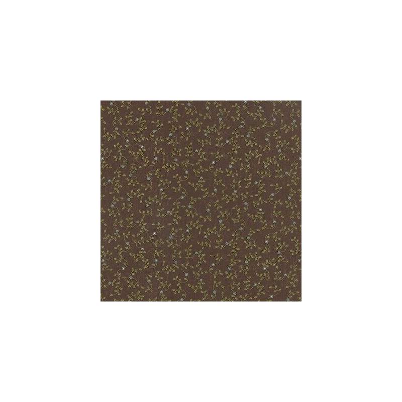 Moda Fabrics Perfectly Seasoned, Tessuto Marrone con Fiori Azzurri