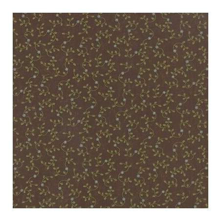 Moda Fabrics Perfectly Seasoned, Tessuto Marrone con Fiori Azzurri