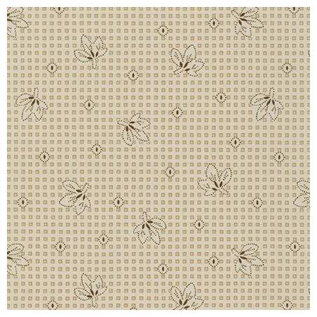 Robert Kaufman, Tessuto Beige con Fiori e Disegni