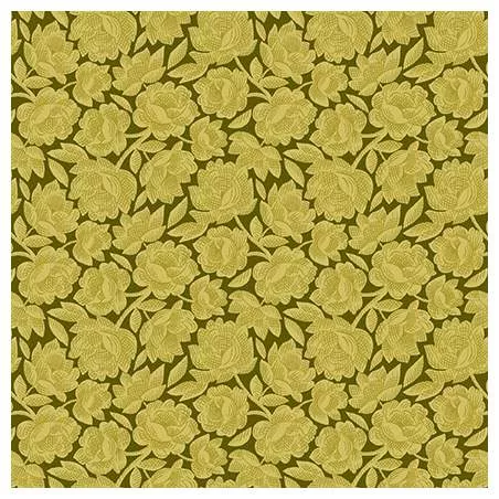 Henry Glass Gratitude & Grace by Kim Diehl, Tessuto Verde con Fiori Vintage