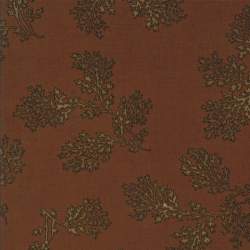 Moda Fabrics, Tessuto Fondo Marrone Scuro con Rami Chiari