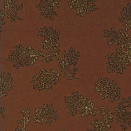 Moda Fabrics, Tessuto Fondo Marrone Scuro con Rami Chiari