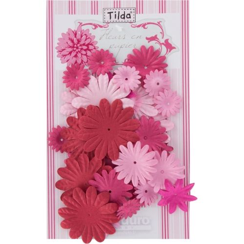 Tilda 190 Fiori di Carta Decorativi Rosa e Rossi