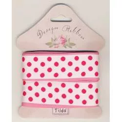Tilda ribbon, Nastro 25 mm Pois Rosa x 3 metri