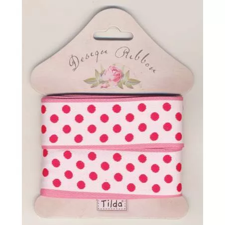 Tilda ribbon, Nastro 25 mm Pois Rosa x 3 metri
